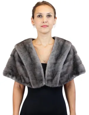 GUN METAL BLUE IRIS FEMALE MINK FUR STOLE/CAPELET