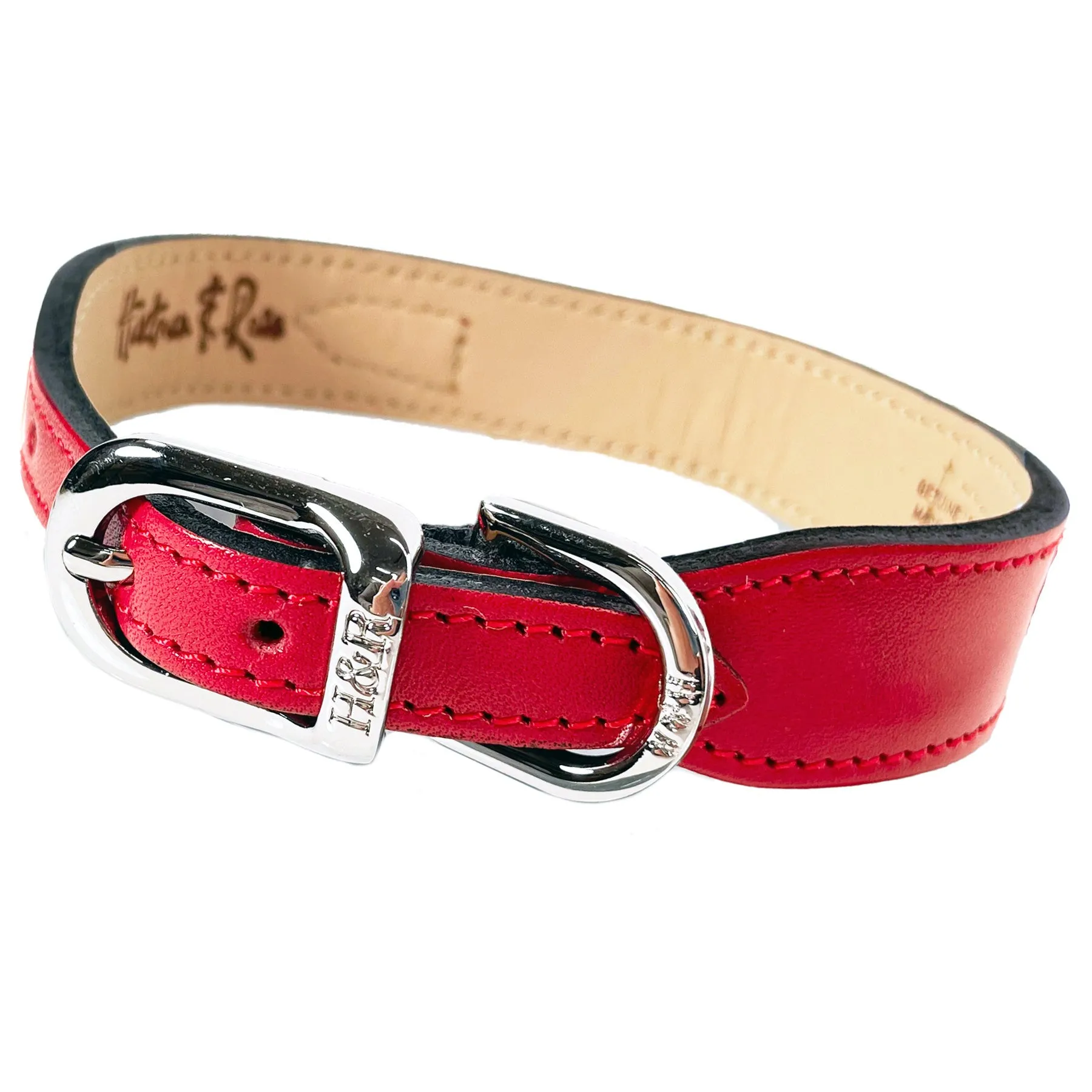 Hartman Dog Collar in Ferrari Red, Black & Nickel