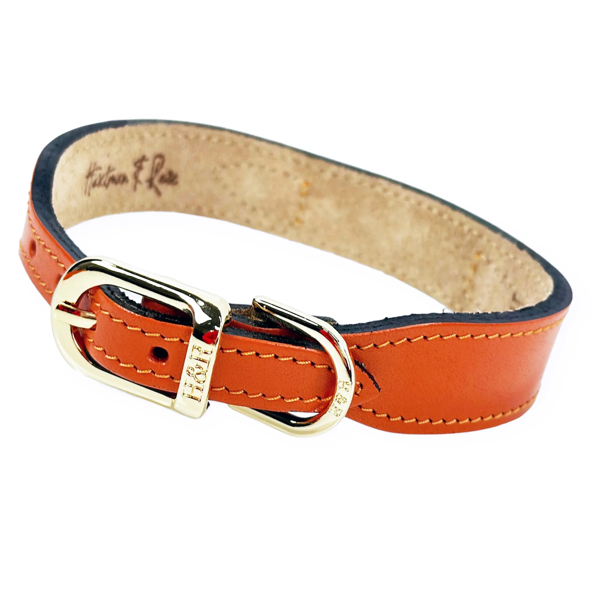 Hartman Dog Collar in Tangerine, Tan & Gold