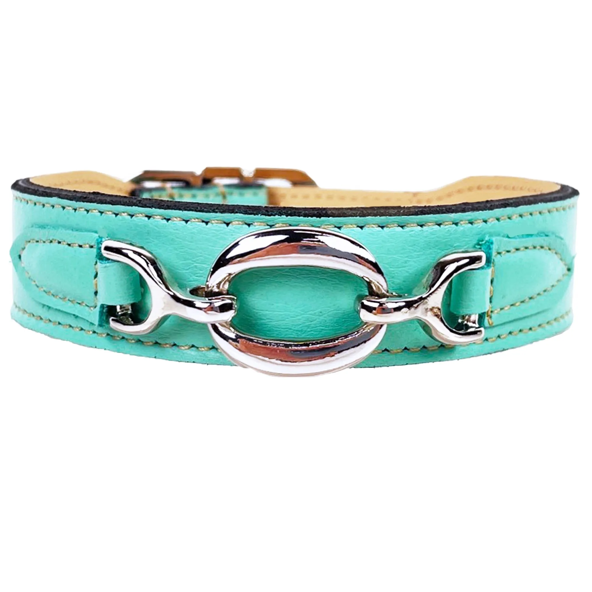 Hartman Dog Collar in Turquoise & Nickel