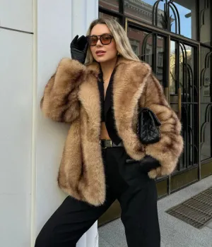 High Class Faux Fur Full Sleeve fur coat