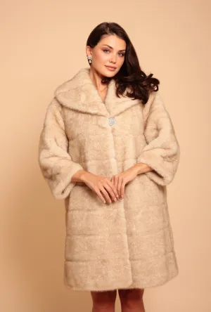 'Hollywood' Faux Fur Coat in Crema