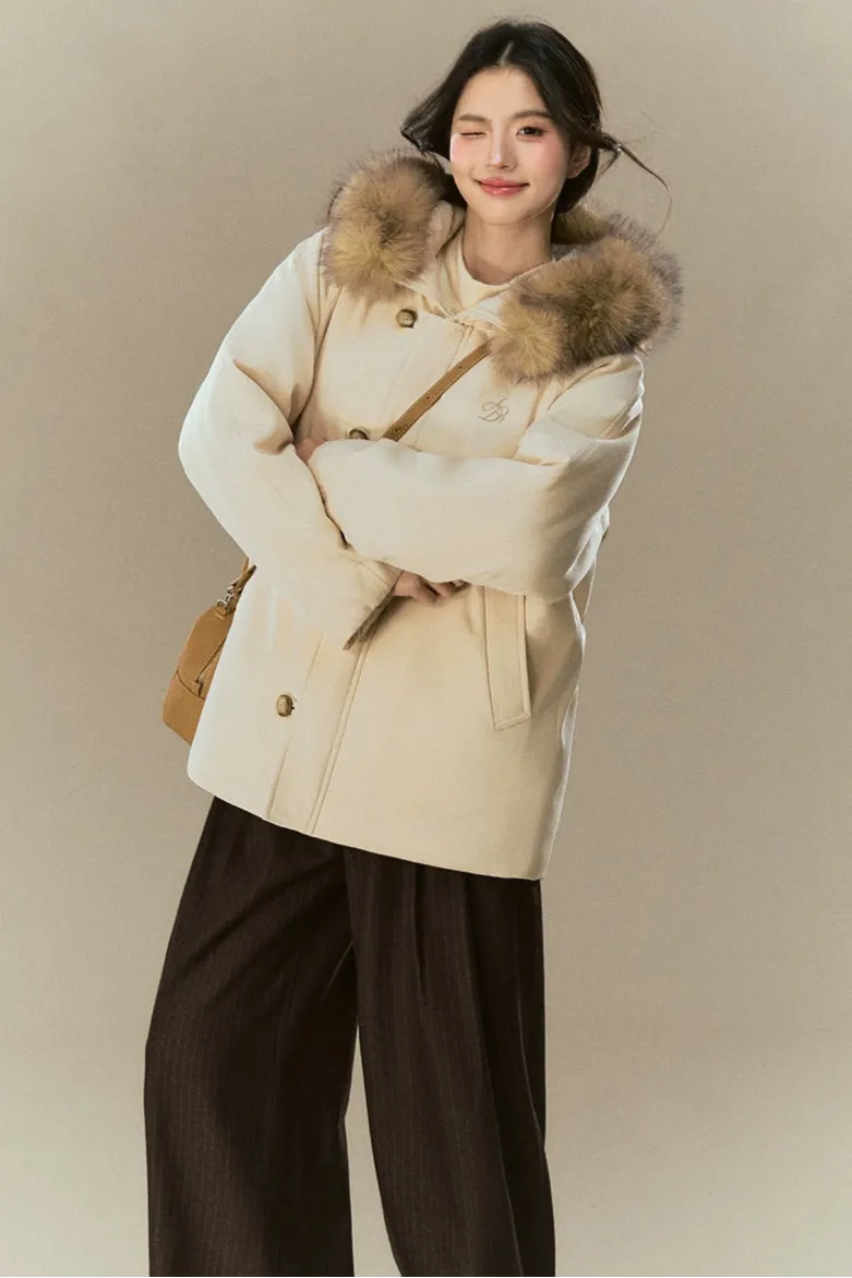 Hooded Fur Collar Puffer Jacket