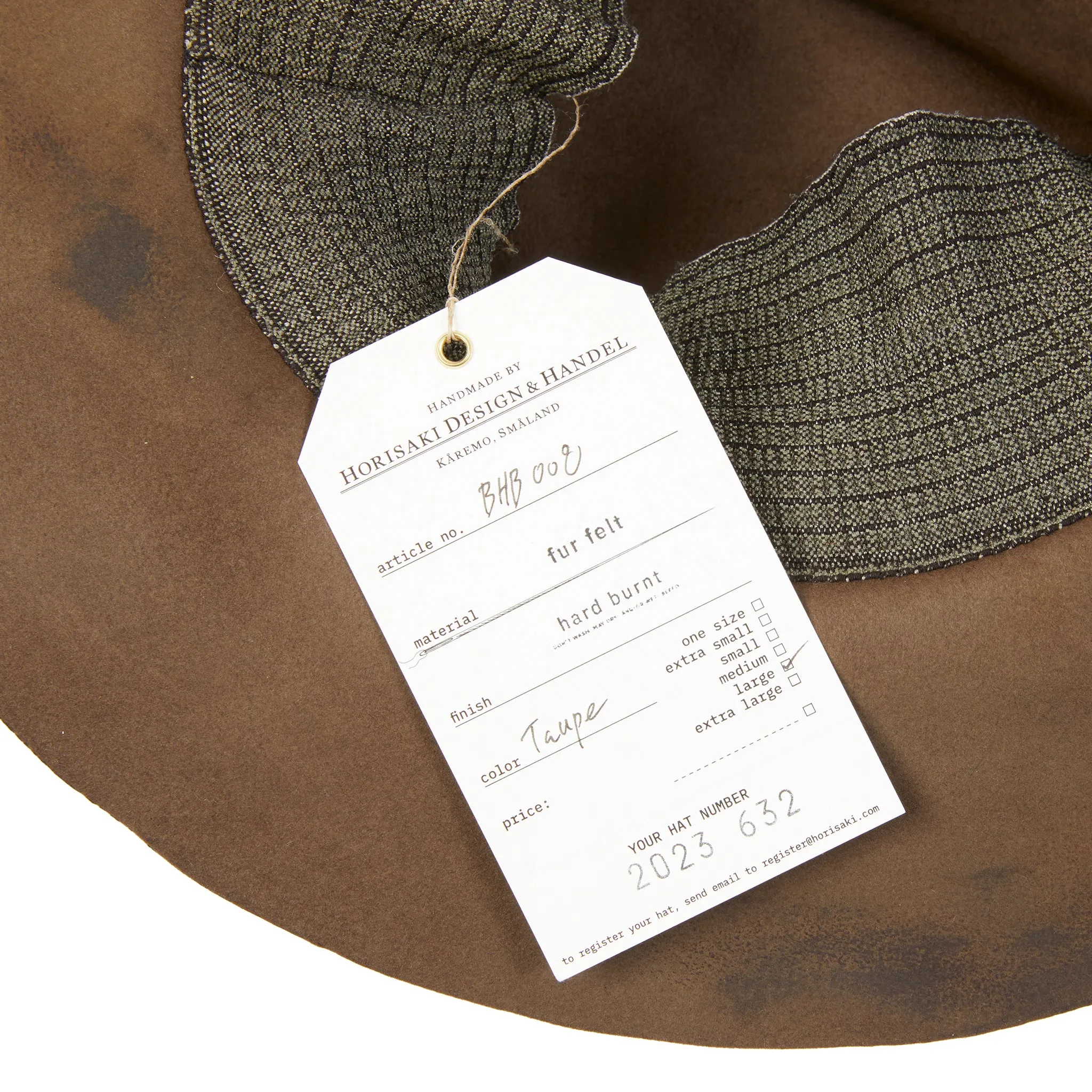 Horisaki Curved Brim Beaver Fur Felt Hat in Taupe