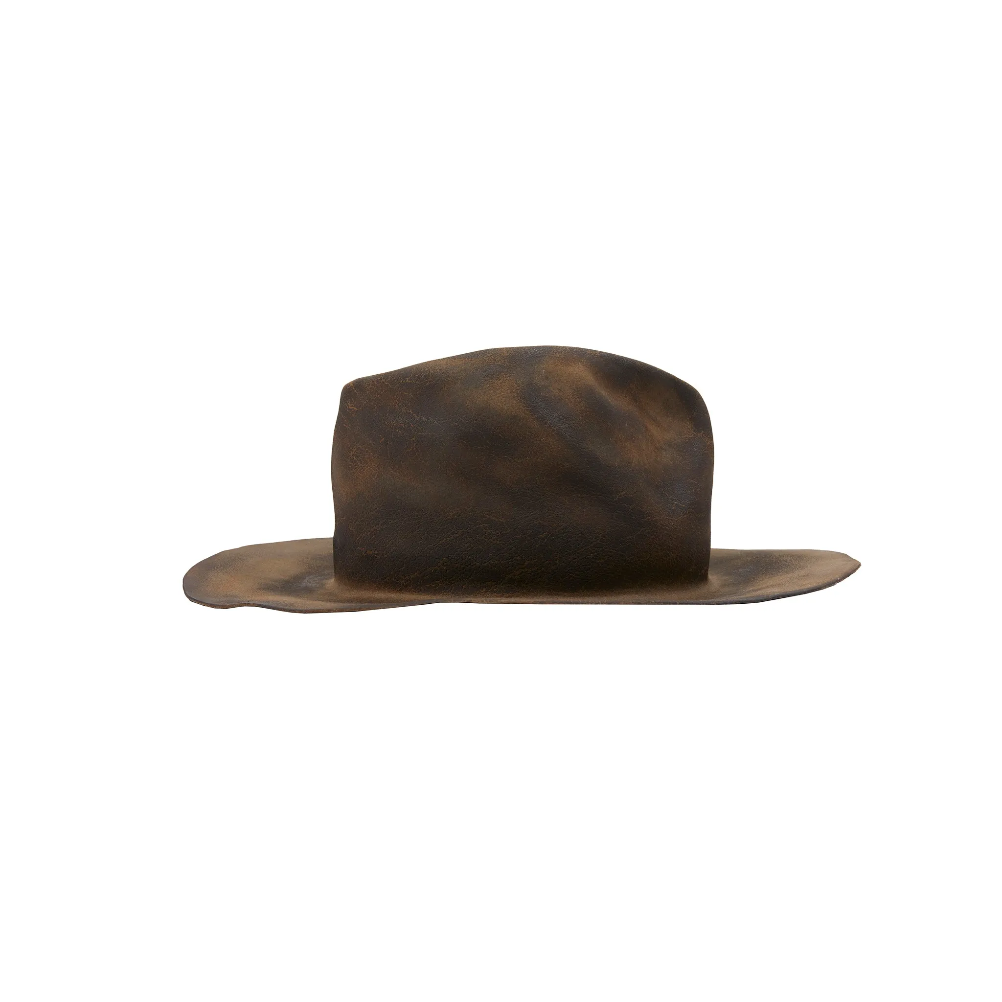 Horisaki Curved Brim Beaver Fur Felt Hat in Taupe