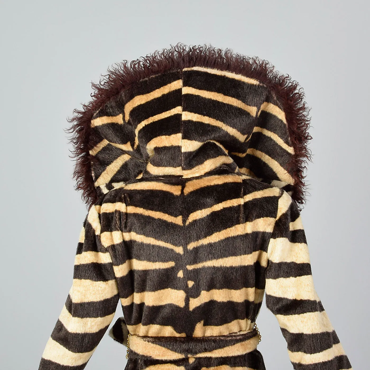 Incredible Mongolian Lamb and Faux Zebra Coat with Dramatic Collar