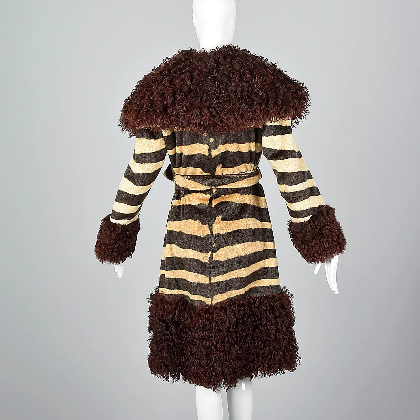 Incredible Mongolian Lamb and Faux Zebra Coat with Dramatic Collar