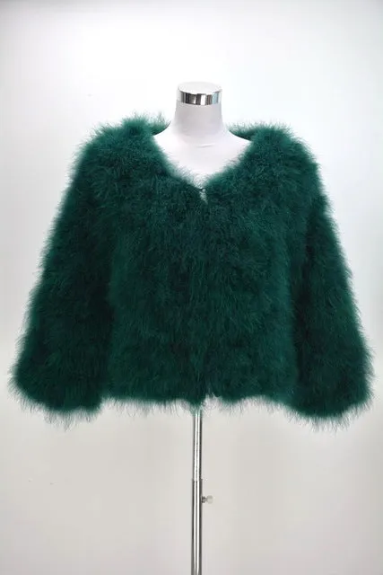 Jancoco Max S1002 Women  Real Fur Coat  Genuine Ostrich Feather Fur Winter Jacket Retail / Wholesale Top Quality