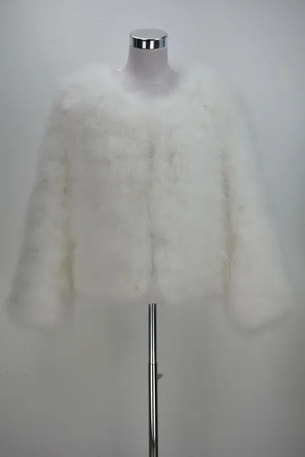 Jancoco Max S1002 Women  Real Fur Coat  Genuine Ostrich Feather Fur Winter Jacket Retail / Wholesale Top Quality