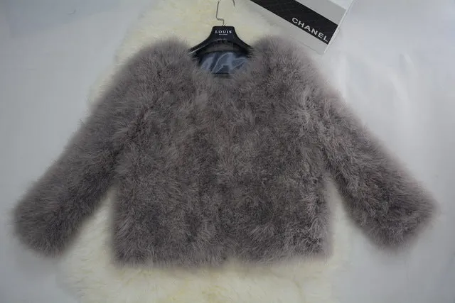 Jancoco Max S1002 Women  Real Fur Coat  Genuine Ostrich Feather Fur Winter Jacket Retail / Wholesale Top Quality