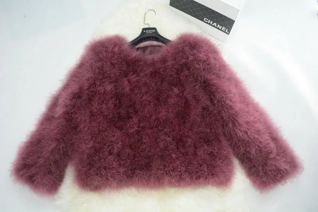 Jancoco Max S1002 Women  Real Fur Coat  Genuine Ostrich Feather Fur Winter Jacket Retail / Wholesale Top Quality