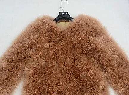 Jancoco Max S1002 Women  Real Fur Coat  Genuine Ostrich Feather Fur Winter Jacket Retail / Wholesale Top Quality