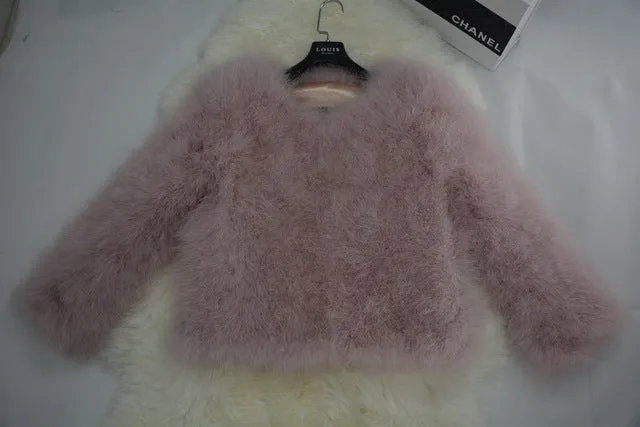 Jancoco Max S1002 Women  Real Fur Coat  Genuine Ostrich Feather Fur Winter Jacket Retail / Wholesale Top Quality