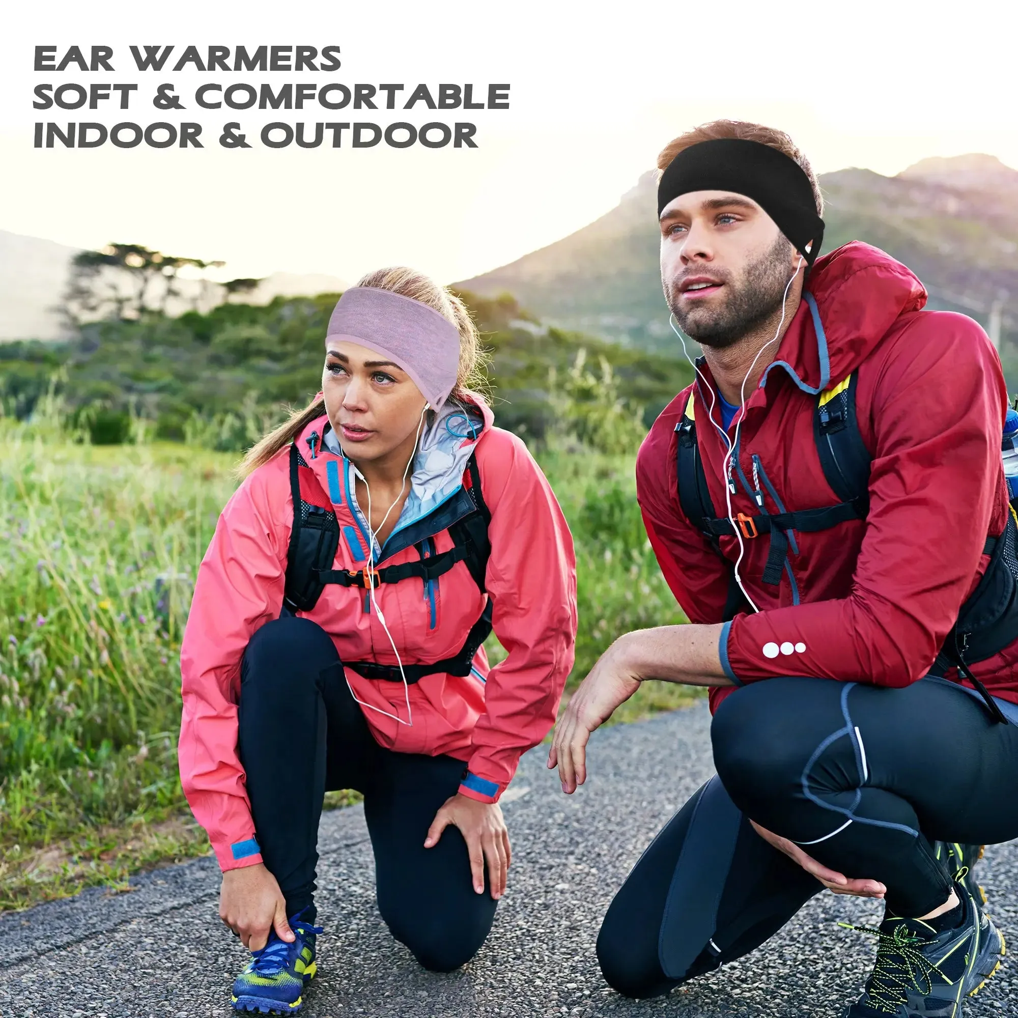 KPwarm Fleece Ear Warmers Muff, Winter Windproof Ear Headband for Men Women, Sports Running Cycling Skiing Non Slip Earmuffs