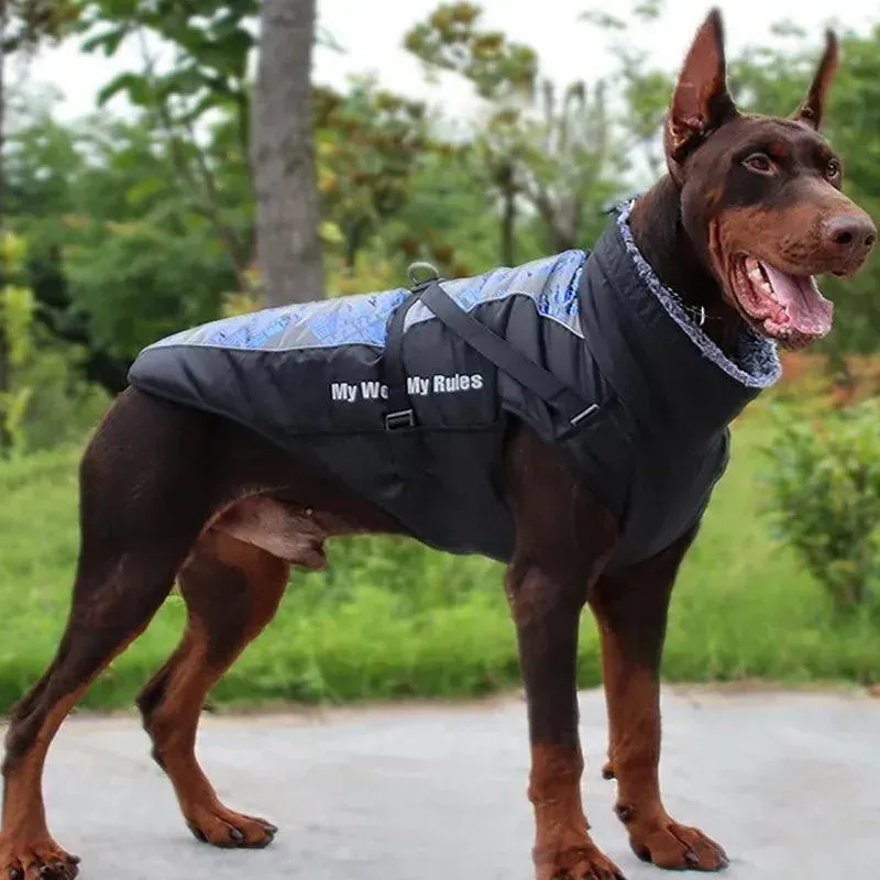 Large Dog Jacket with Fur Collar