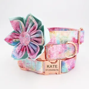 Latest Floral Dog Collar and Leash Set | Personalized Dog ID Collars