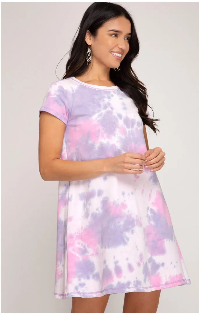 Lavender Tie Dye T-Shirt Dress