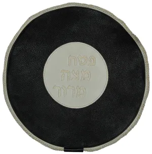 Leather Matzah Cover Circular applique MA240-WH