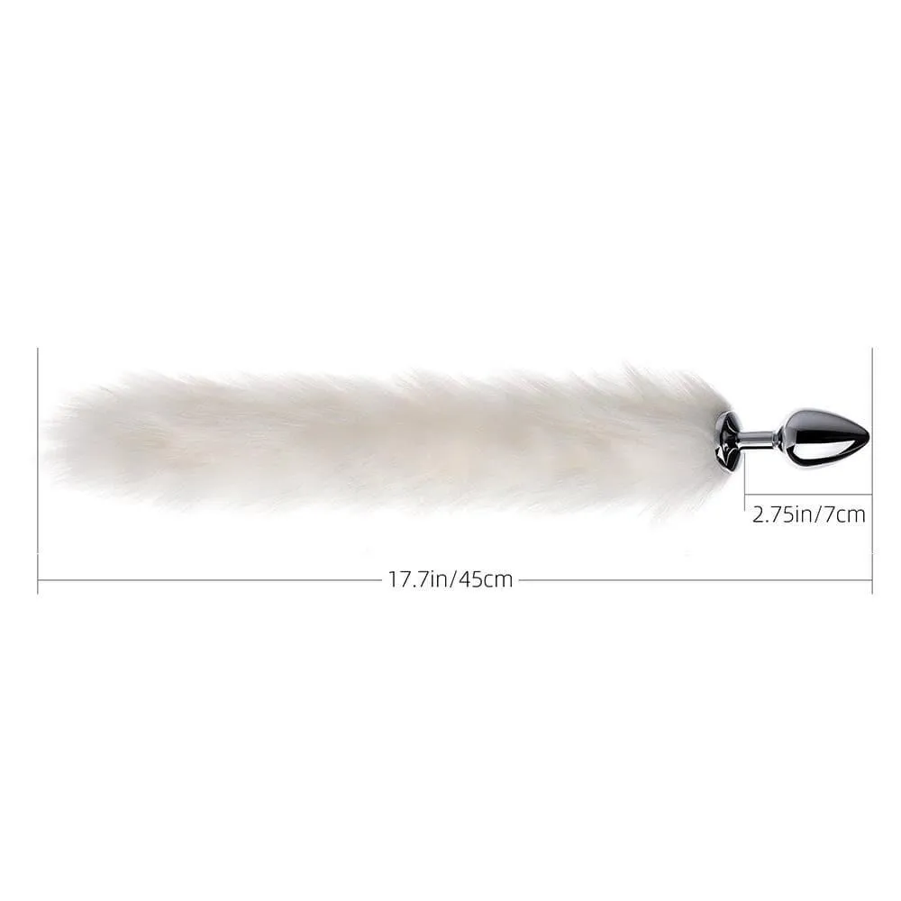 Long Fox Tail Butt Plug - White Fur