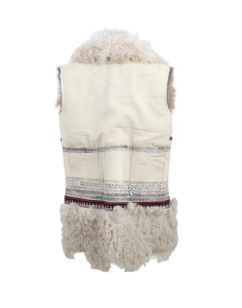 Long Rabbit Embroidered Gilet