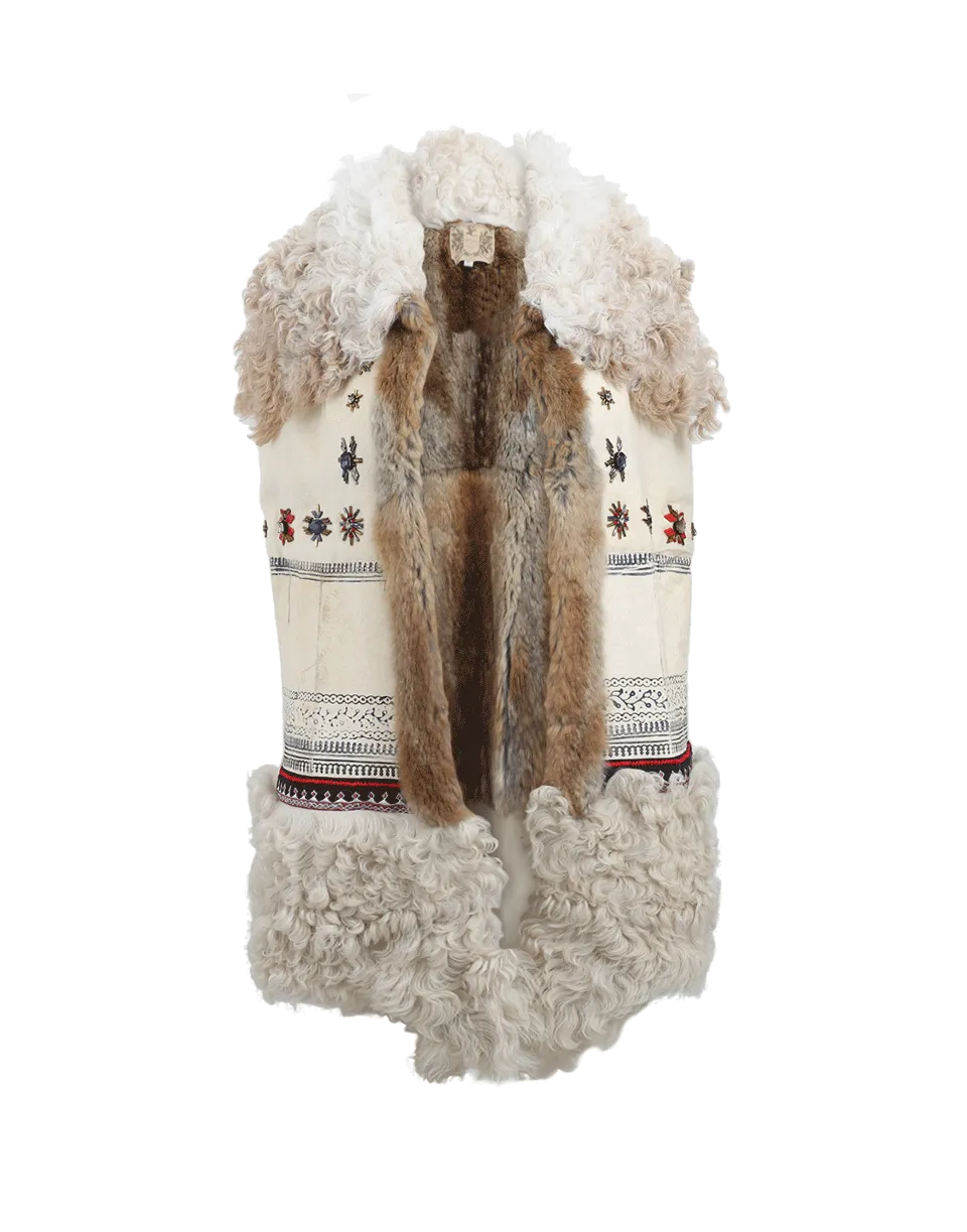 Long Rabbit Embroidered Gilet