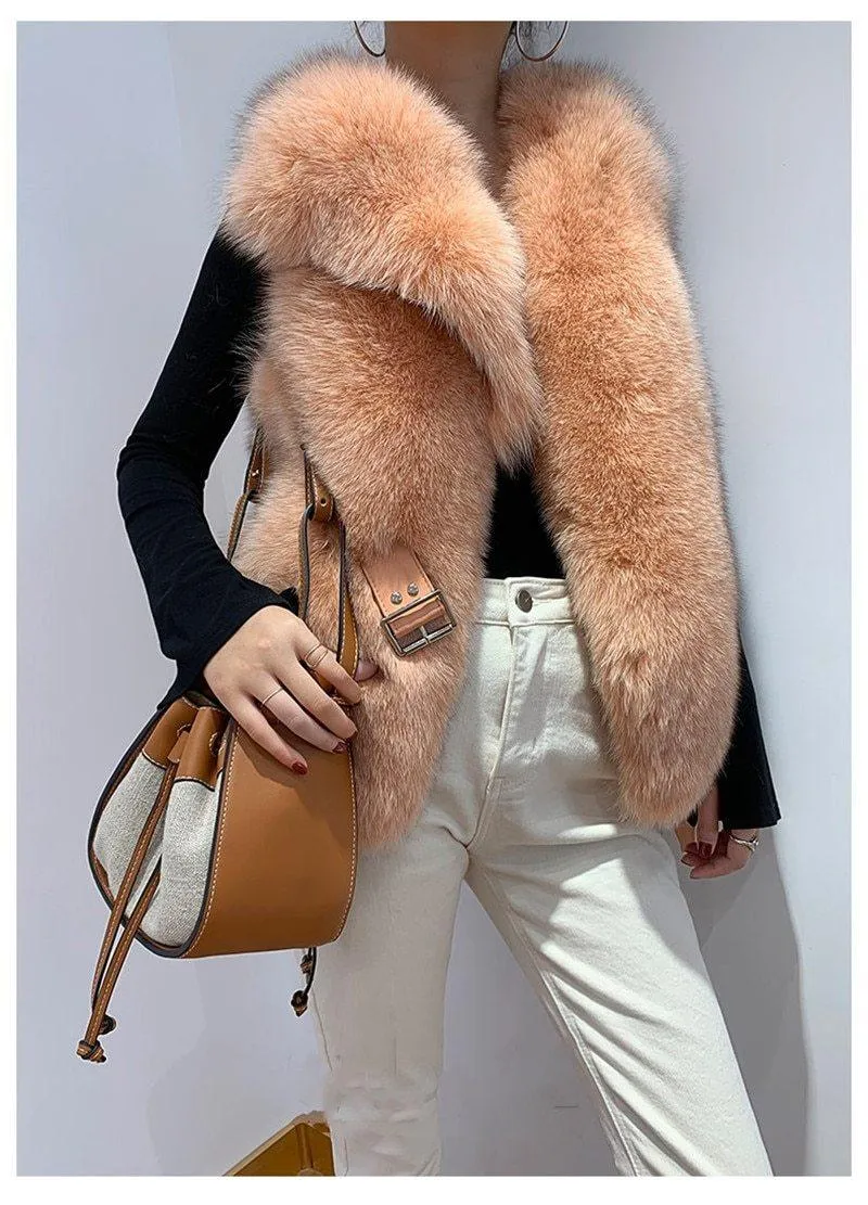 Luxurious Fox Fur Vest â€“ Elegant High Fashion for Winter