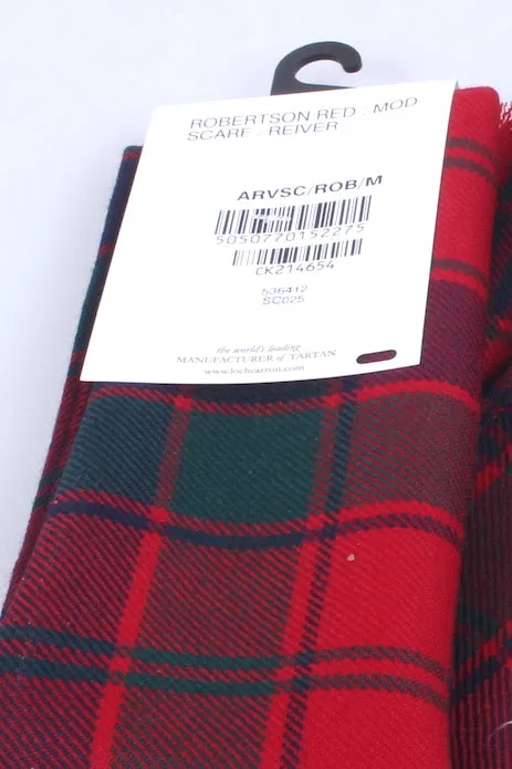 Luxury Lightweight Scarf in Robertson Red Modern Tartan