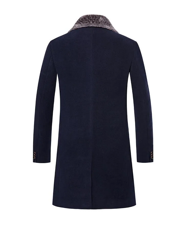 Luxury Woollen Fur Collar Long Coat