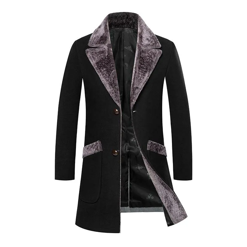 Luxury Woollen Fur Collar Long Coat