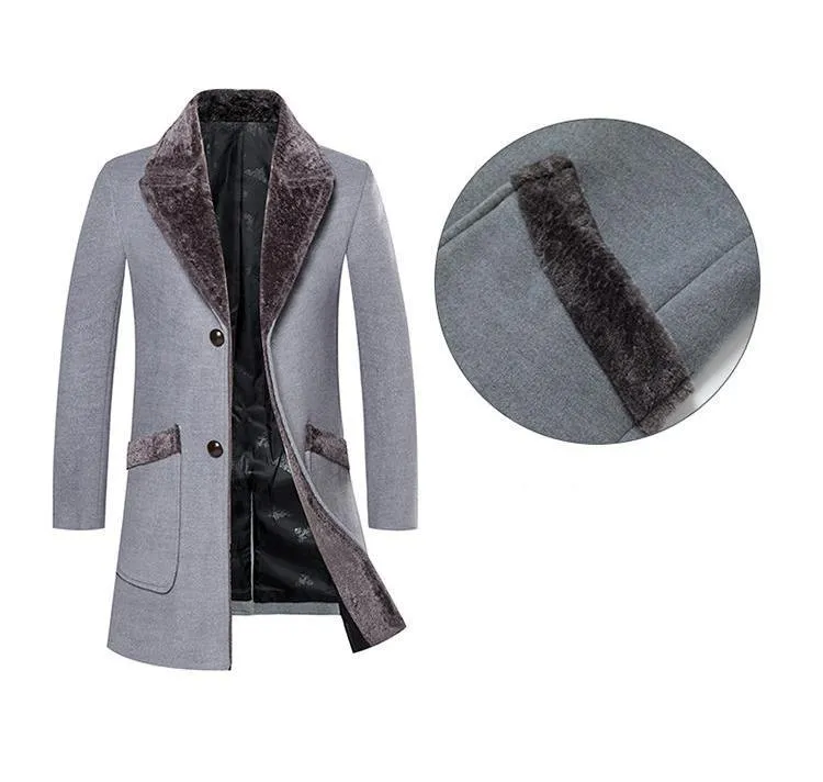 Luxury Woollen Fur Collar Long Coat