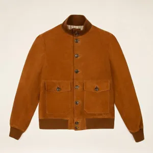 Men's Brown Suede Bomber Jacket