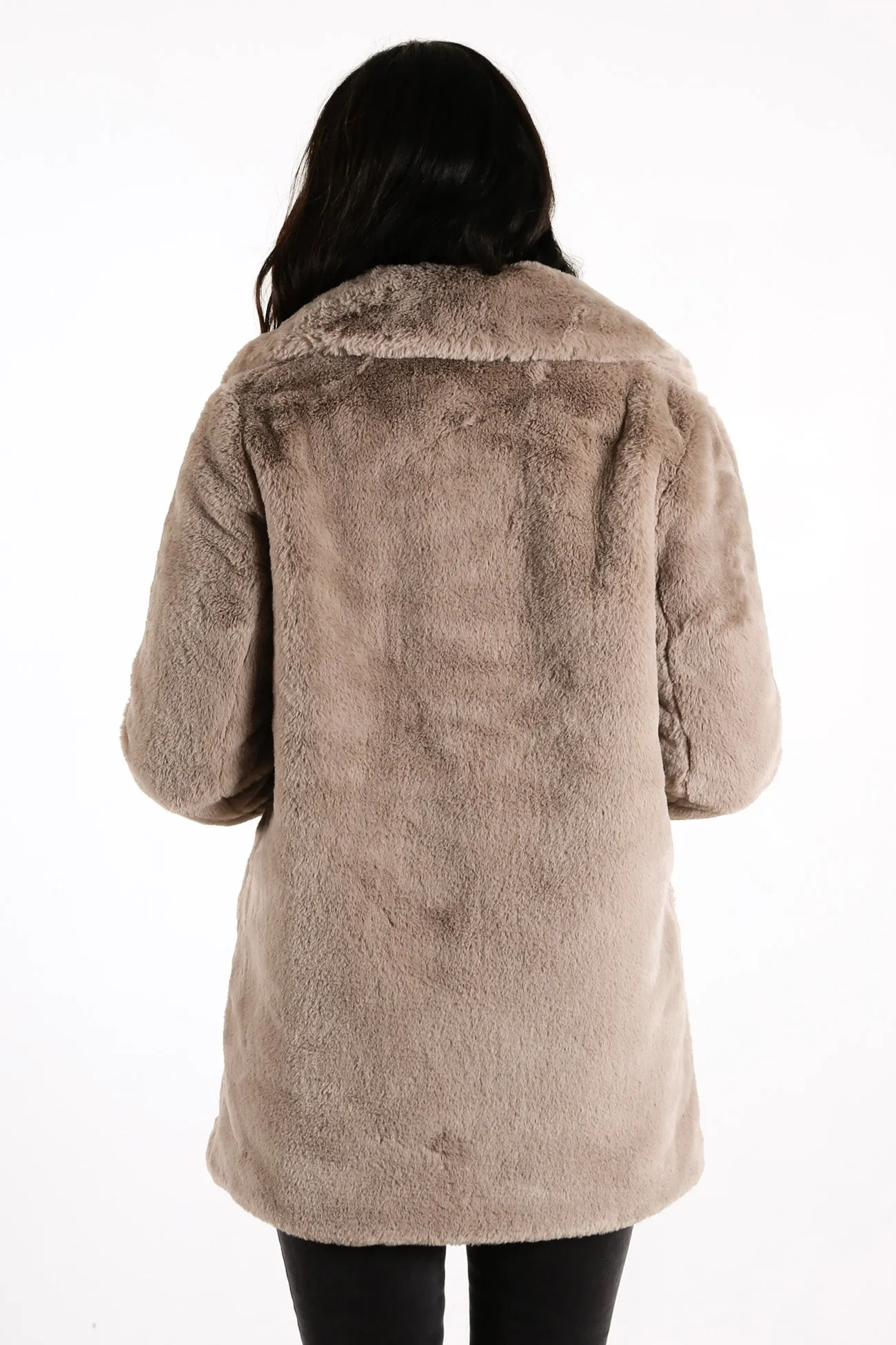 Minimalist Faux Fur Jacket Stone