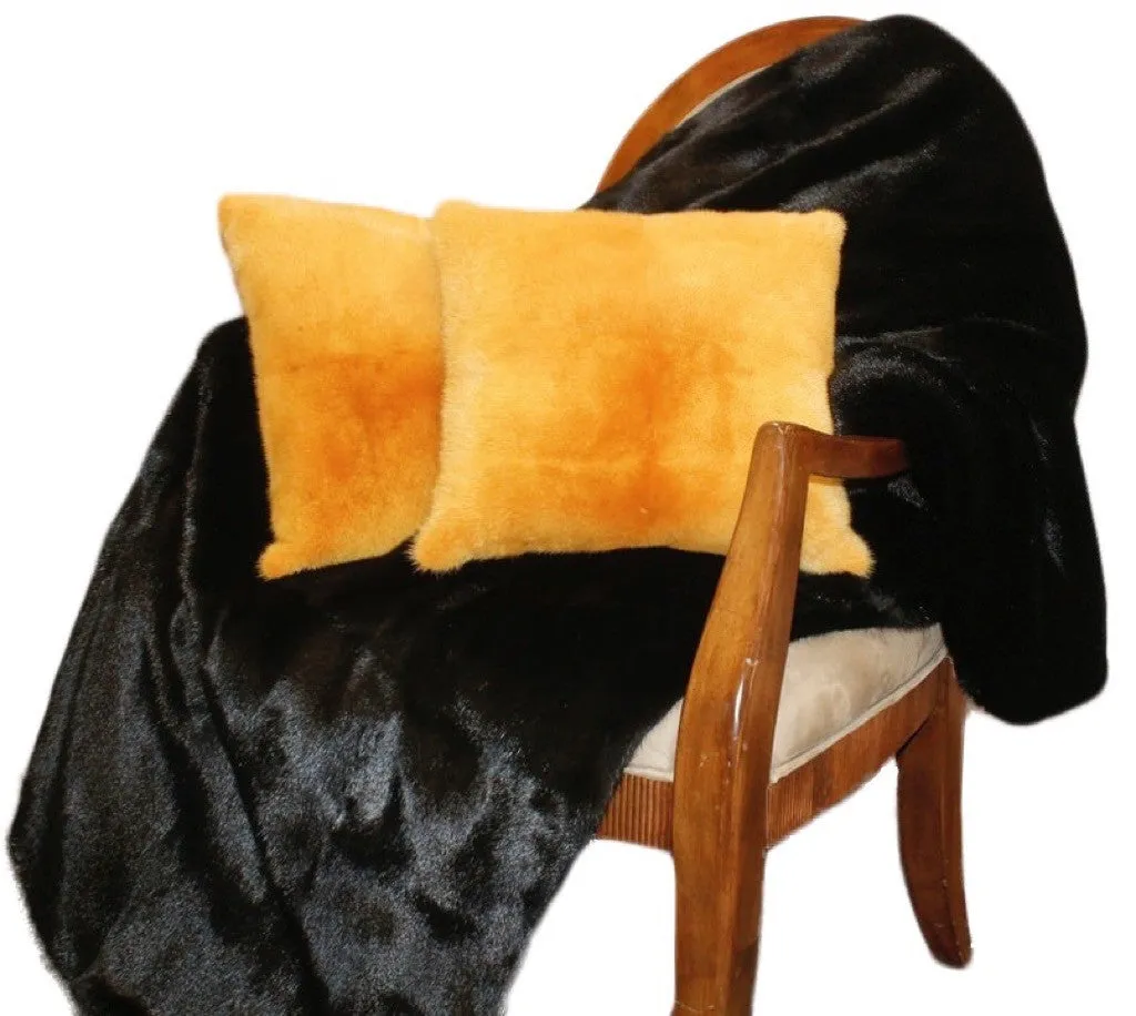 MINK FUR & SUEDE LEATHER PILLOW