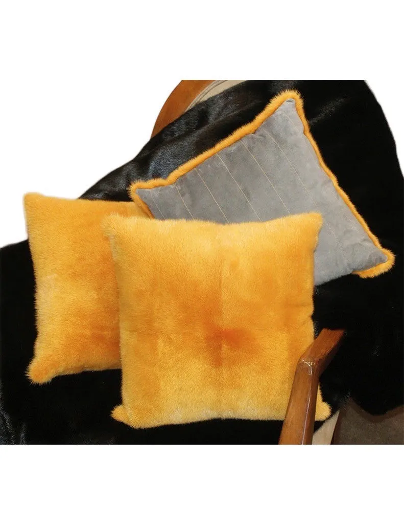 MINK FUR & SUEDE LEATHER PILLOW