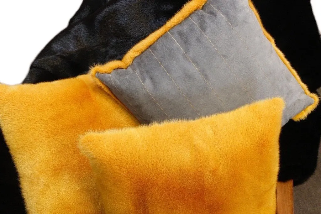 MINK FUR & SUEDE LEATHER PILLOW