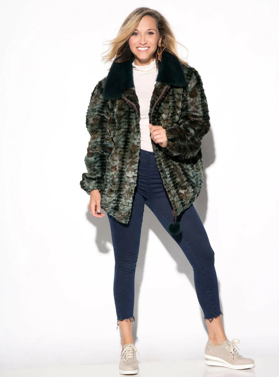 Mink Fur Bomber Jacket with Full Skin Mink Fur Collar