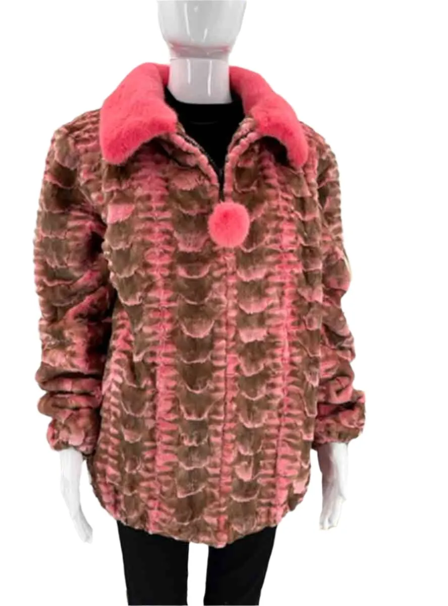 Mink Fur Bomber Jacket with Full Skin Mink Fur Collar