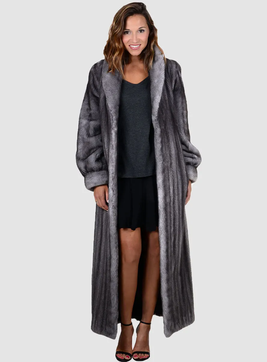 Mink Fur Coat with Shawl Collar and Bracelet Cuffs