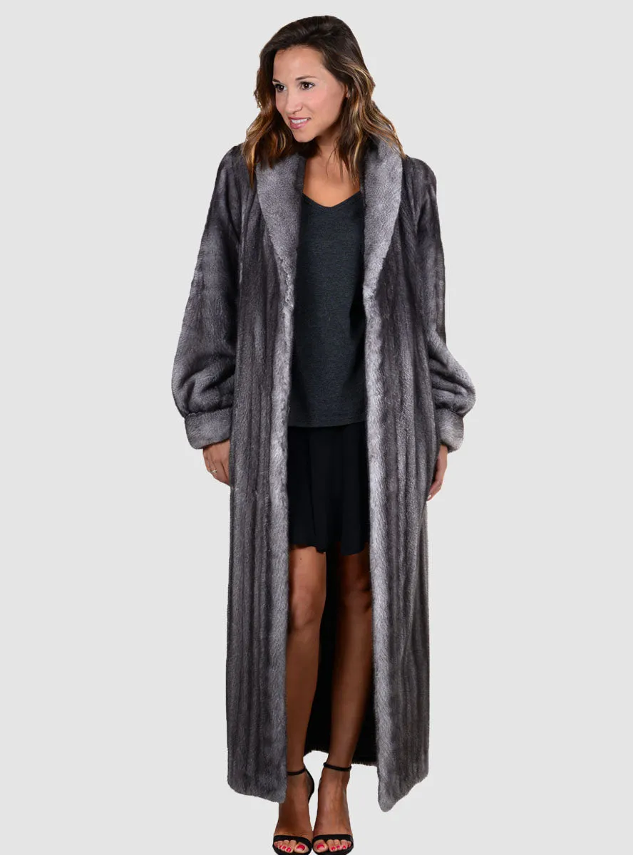 Mink Fur Coat with Shawl Collar and Bracelet Cuffs