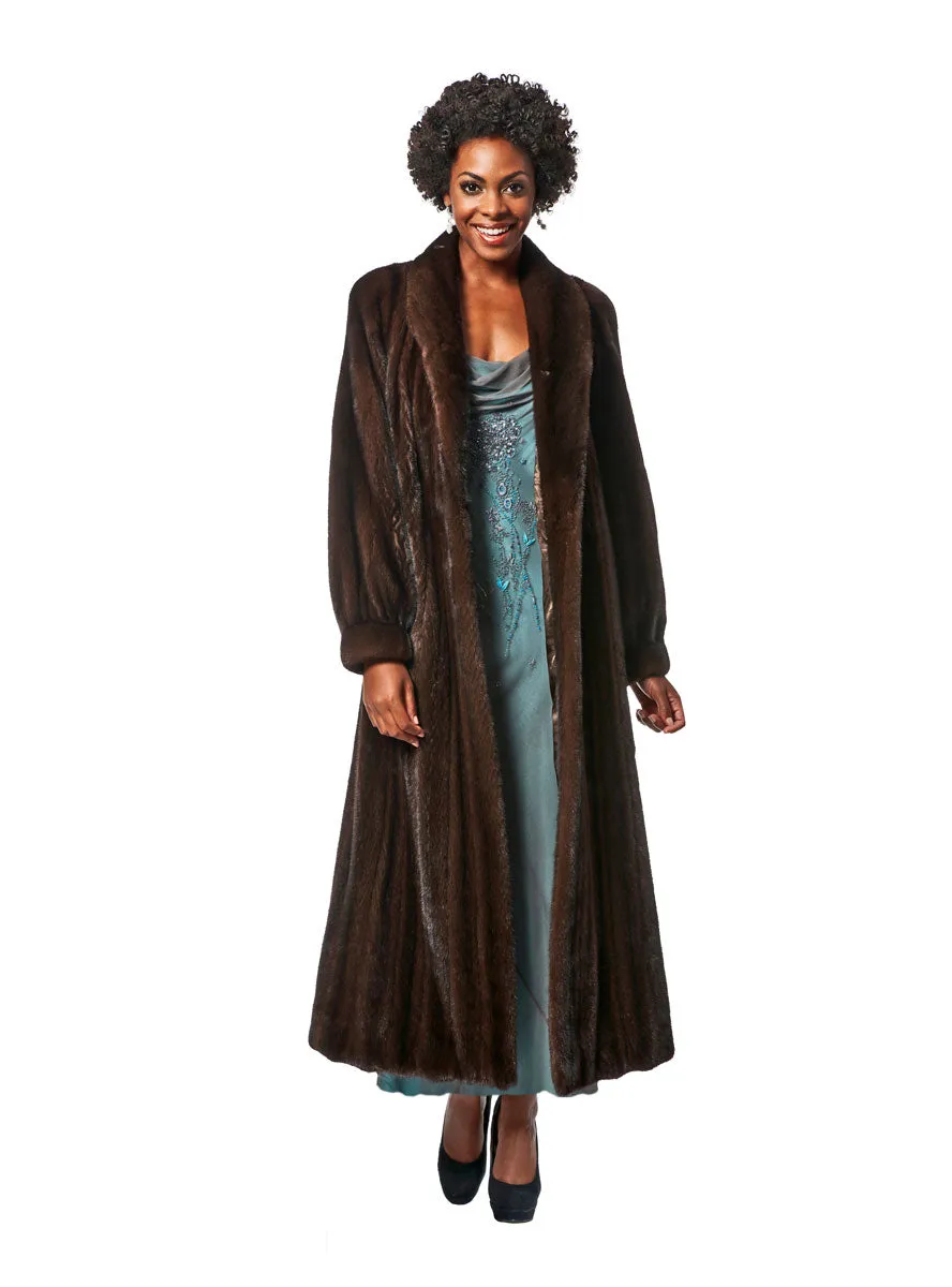 Mink Fur Coat with Shawl Collar and Bracelet Cuffs