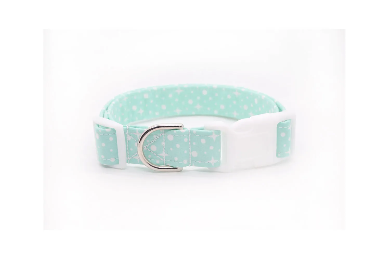 Mint Seafoam Stars & Dots Dog Collar