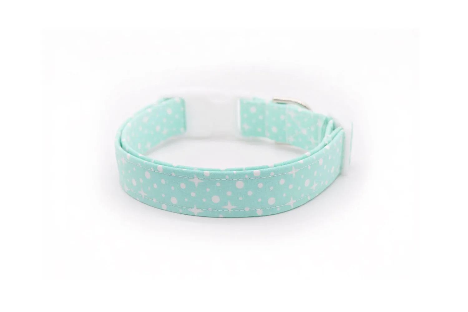 Mint Seafoam Stars & Dots Dog Collar