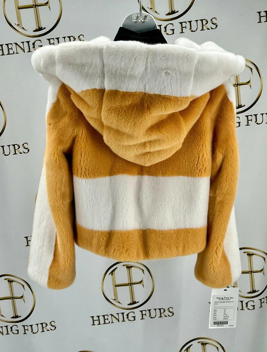 Multicolor Mink Fur Bolero Jacket with Hood