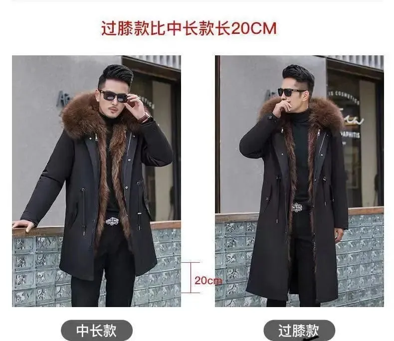 New imitation fox fur grass oversized plush men's coat, medium length autumn and winter