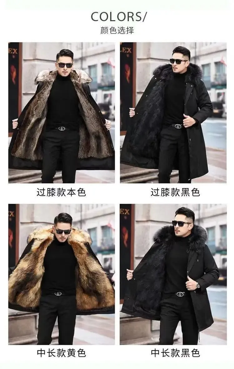 New imitation fox fur grass oversized plush men's coat, medium length autumn and winter