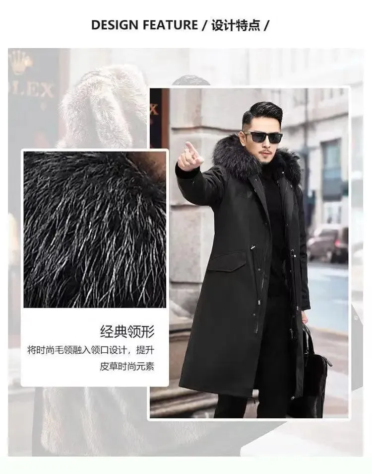 New imitation fox fur grass oversized plush men's coat, medium length autumn and winter