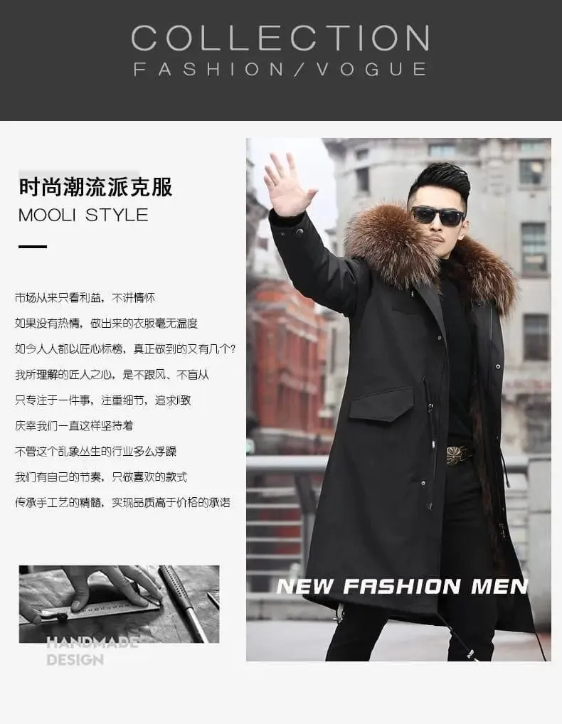 New imitation fox fur grass oversized plush men's coat, medium length autumn and winter