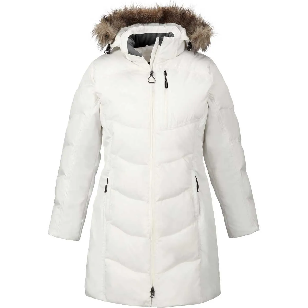 North End Women's Winter White Boreal Down Jacket with Faux Fur Trim