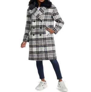 NVLT Plaid Faux Fur Collar Coat