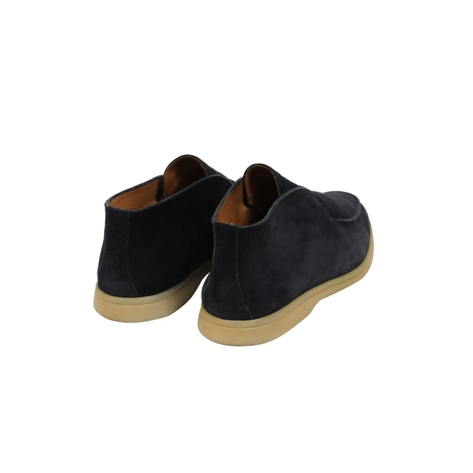 Open Walk Ankle Boots Navy Blue Suede Slip On Chukkas